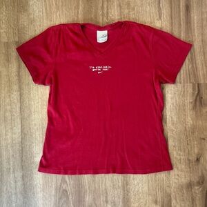 Cute Nike Red V Neck T-Shirt